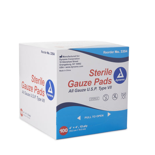 dynarex® Sterile Gauze Sponge, 4 x 4 Inch, 12-Ply