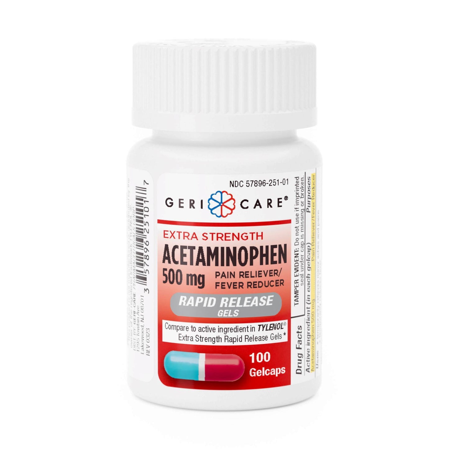 ACETAMINOPHEN GELCAP 500MG 100/BT 12BT/CS
