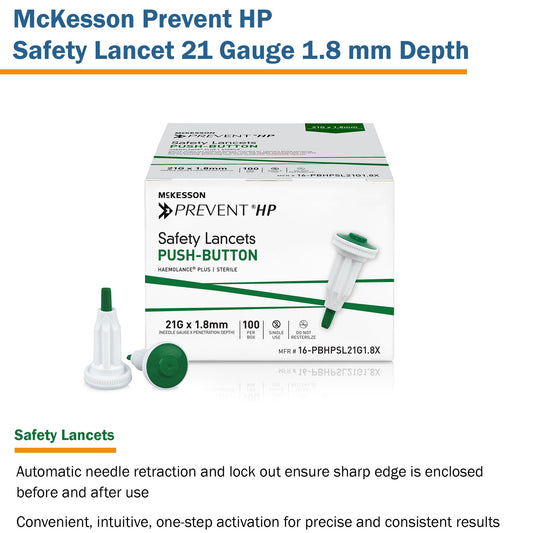 LANCET, HAEMOLANCE 21GX1.8MM (100/BX 20BX/CS)