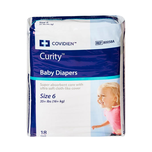 DIAPER, CURITY BABY SZ6 35+LB (18/BG 8BG/CS) KENICO