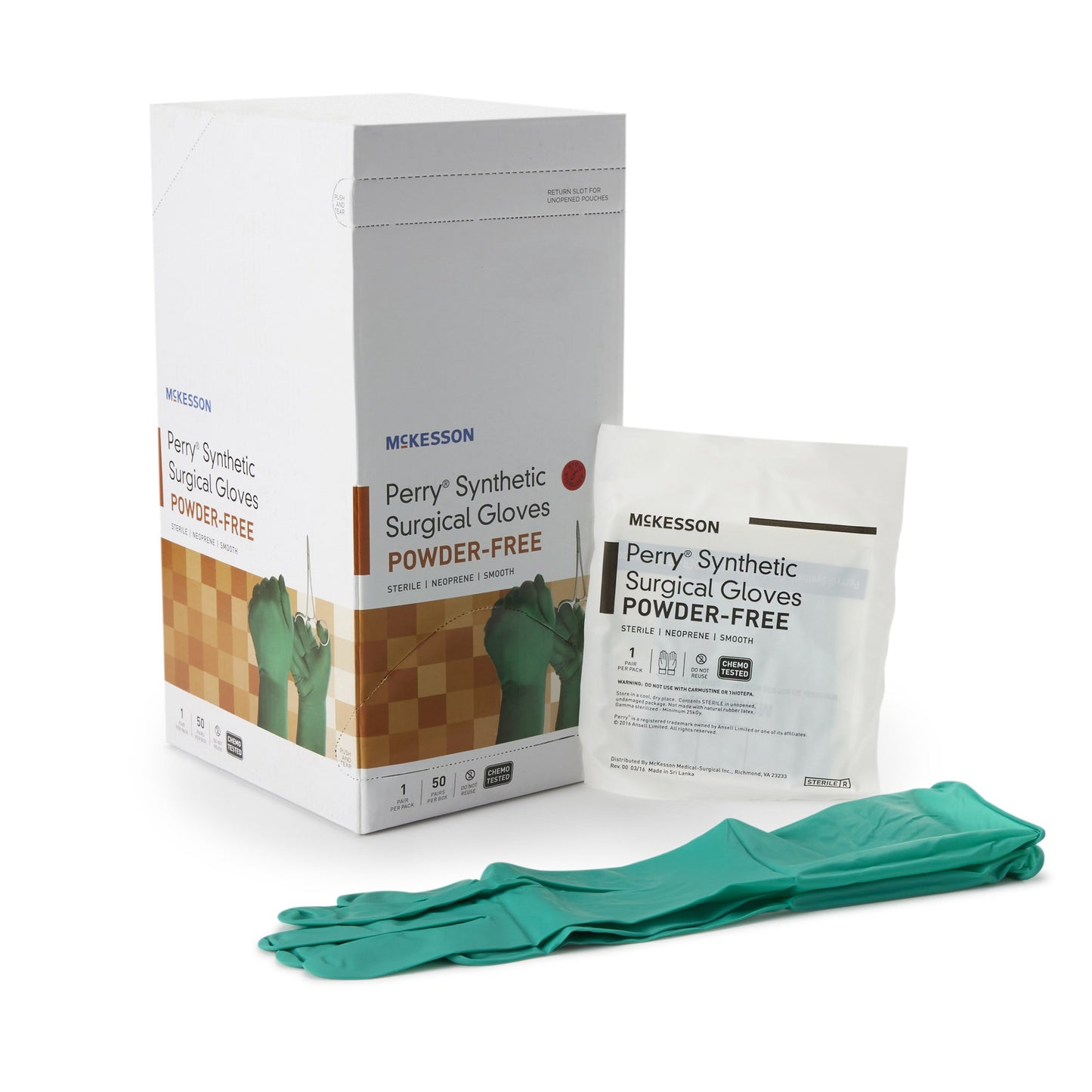 McKesson Perry® Performance Plus Polychloroprene Surgical Glove, Size 7, Green