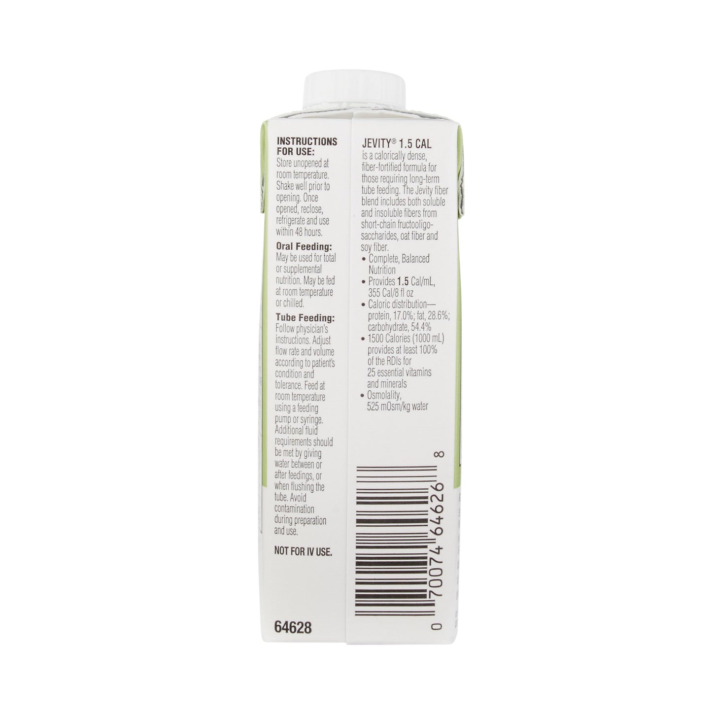 Tube Feeding Formula Jevity 1.5 Cal with Fiber Unflavored Liquid 8 oz. Reclosable Carton