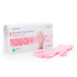McKesson Pink Nitrile Exam Gloves Medium NonSterile Pink Textured Fingertips Standard Cuff Length 250 per Box