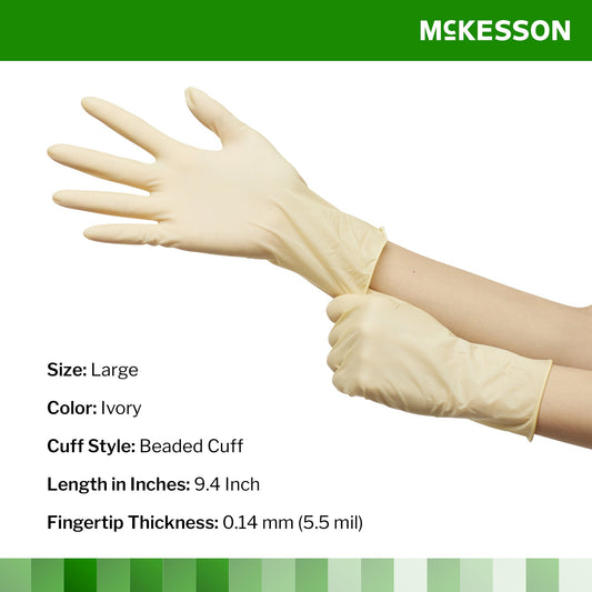 McKesson Confiderm® Latex Exam Glove, Large, Ivory