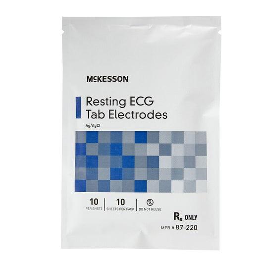 ECG Resting Electrode McKesson Tab Connector Conductive Adhesive Gel Adult Non-Radiolucent