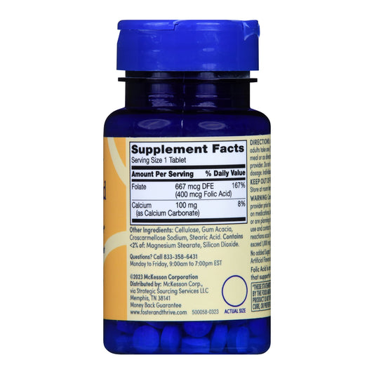 Vitamin Supplement Foster & Thrive Folic Acid 400 mcg Strength Tablet 250 per Bottle