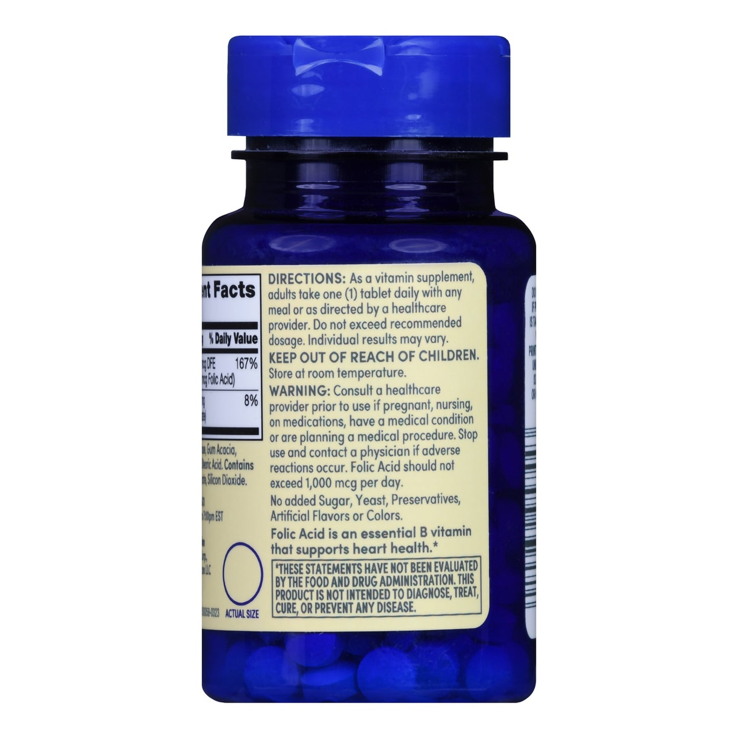 Vitamin Supplement Foster & Thrive Folic Acid 400 mcg Strength Tablet 250 per Bottle