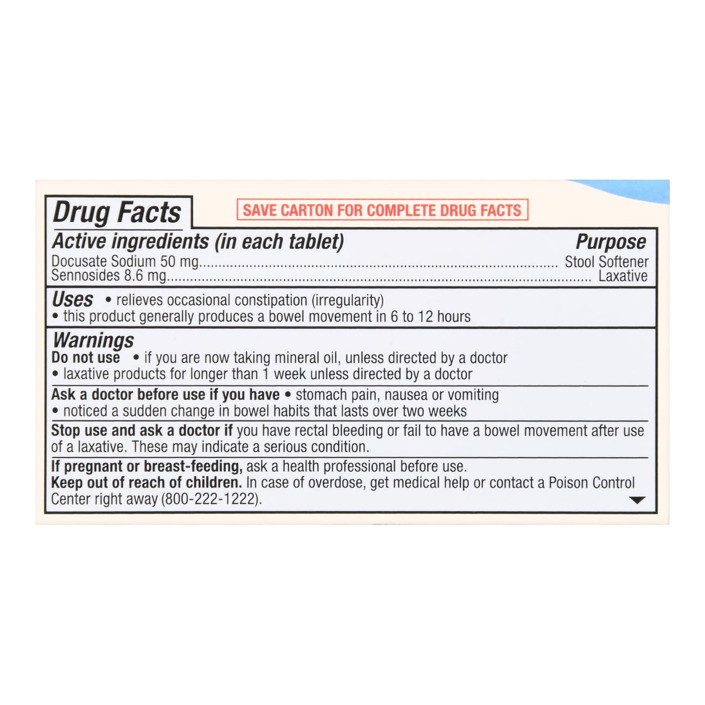 Stool Softener Foster & Thrive Tablet 60 per Bottle 50 mg - 8.6 mg Strength Docusate Sodium / Calcium Sennosides