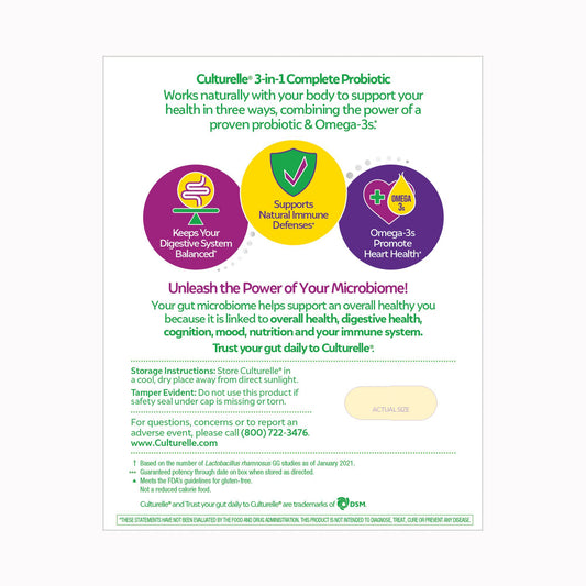 Culturelle® Three-in-One Complete Probiotic Capsules