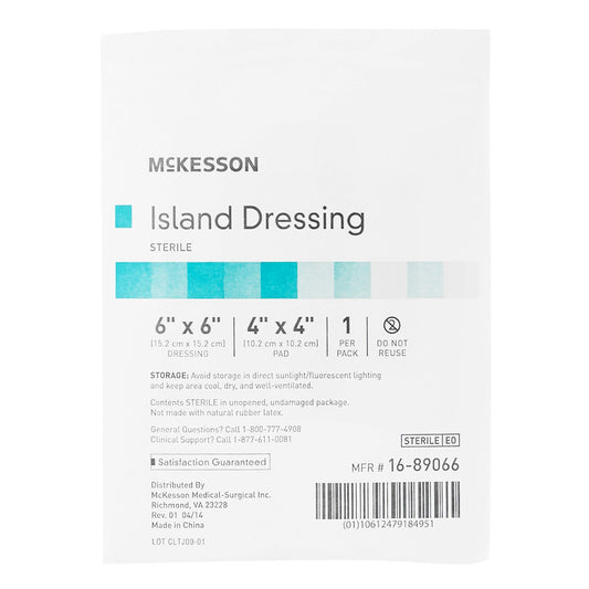 DRESSING, 4X4 ISLAND PAD 6X6 OVR BRDR 25/BX 4BX/C