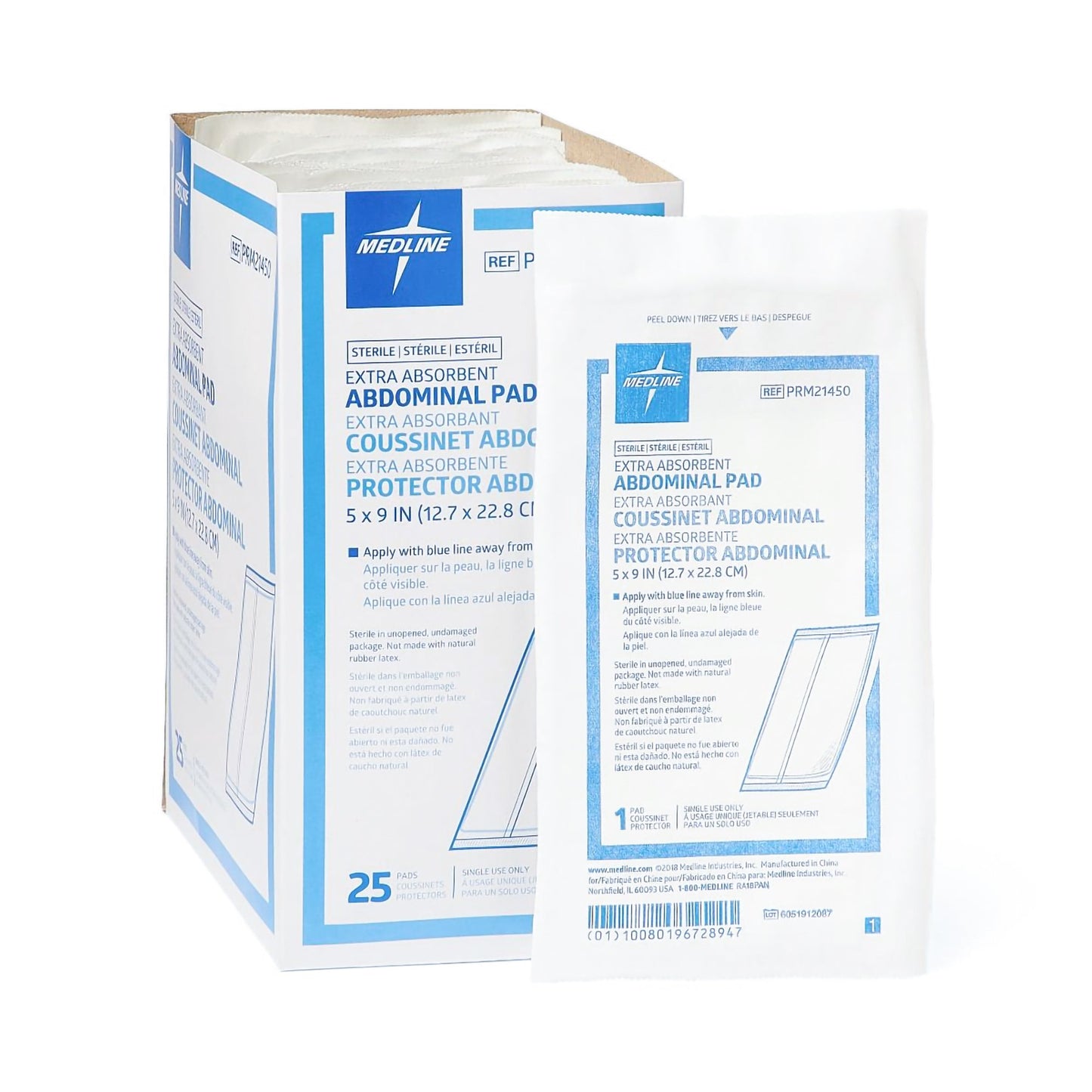 Caring® Sterile Abdominal Pad, 5 x 9 Inch