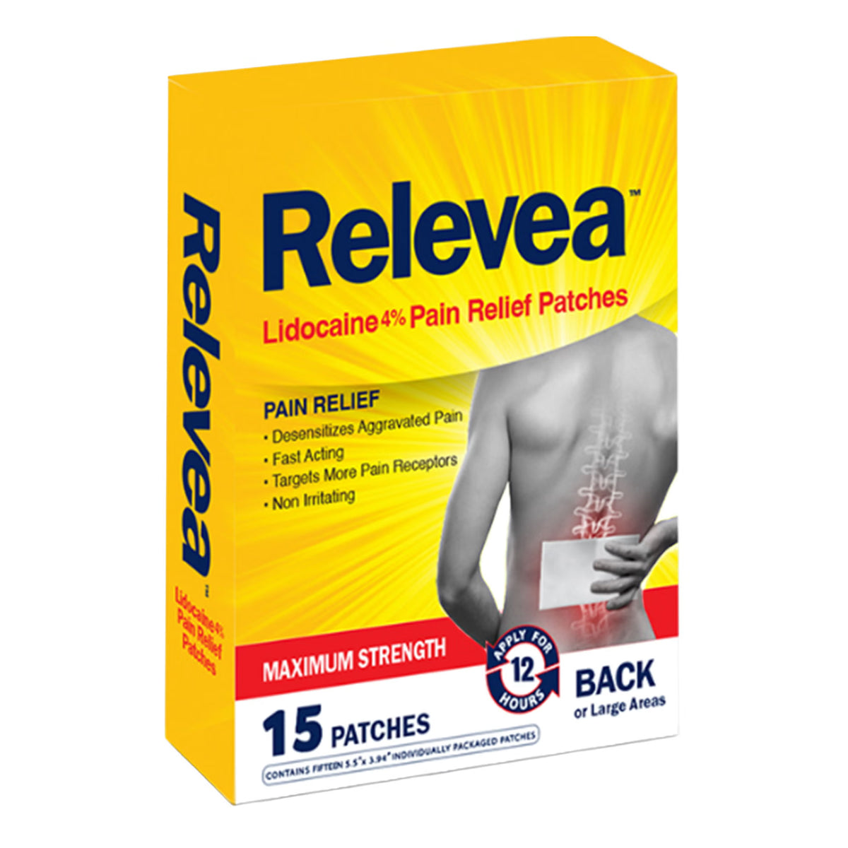 Topical Pain Relief Relevia 4% Strength Lidocaine Patch 15 per Box