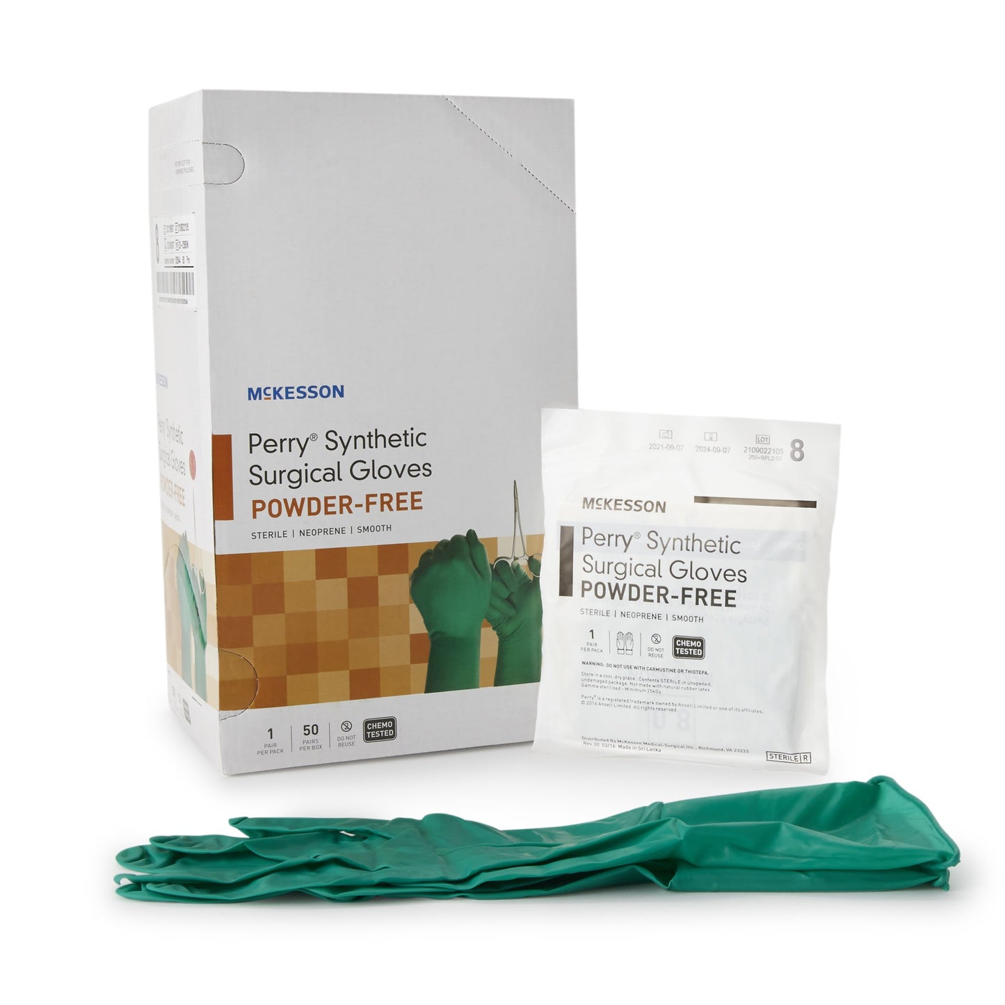 McKesson Perry® Performance Plus Polychloroprene Surgical Glove, Size 8, Green