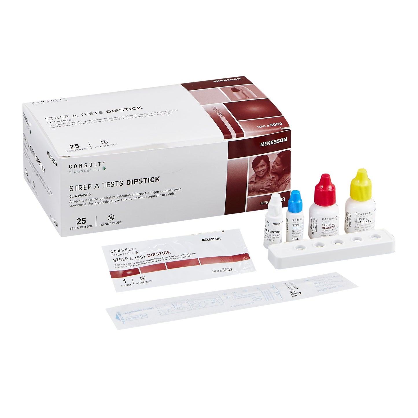 Respiratory Test Kit McKesson Consult Strep A Test 25 Tests CLIA Waived