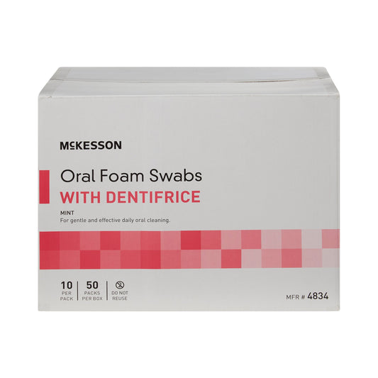 ORAL FOAM SWABSTICK, W/DENTIFRICE MINT (10/PK 50PK/BX 2BX/CS