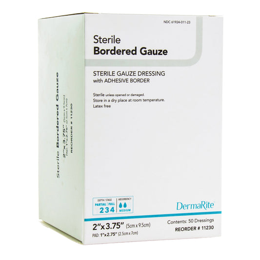 DermaRite Gauze Adhesive Dressing, White, Sterile, 2 x 3¾ inch