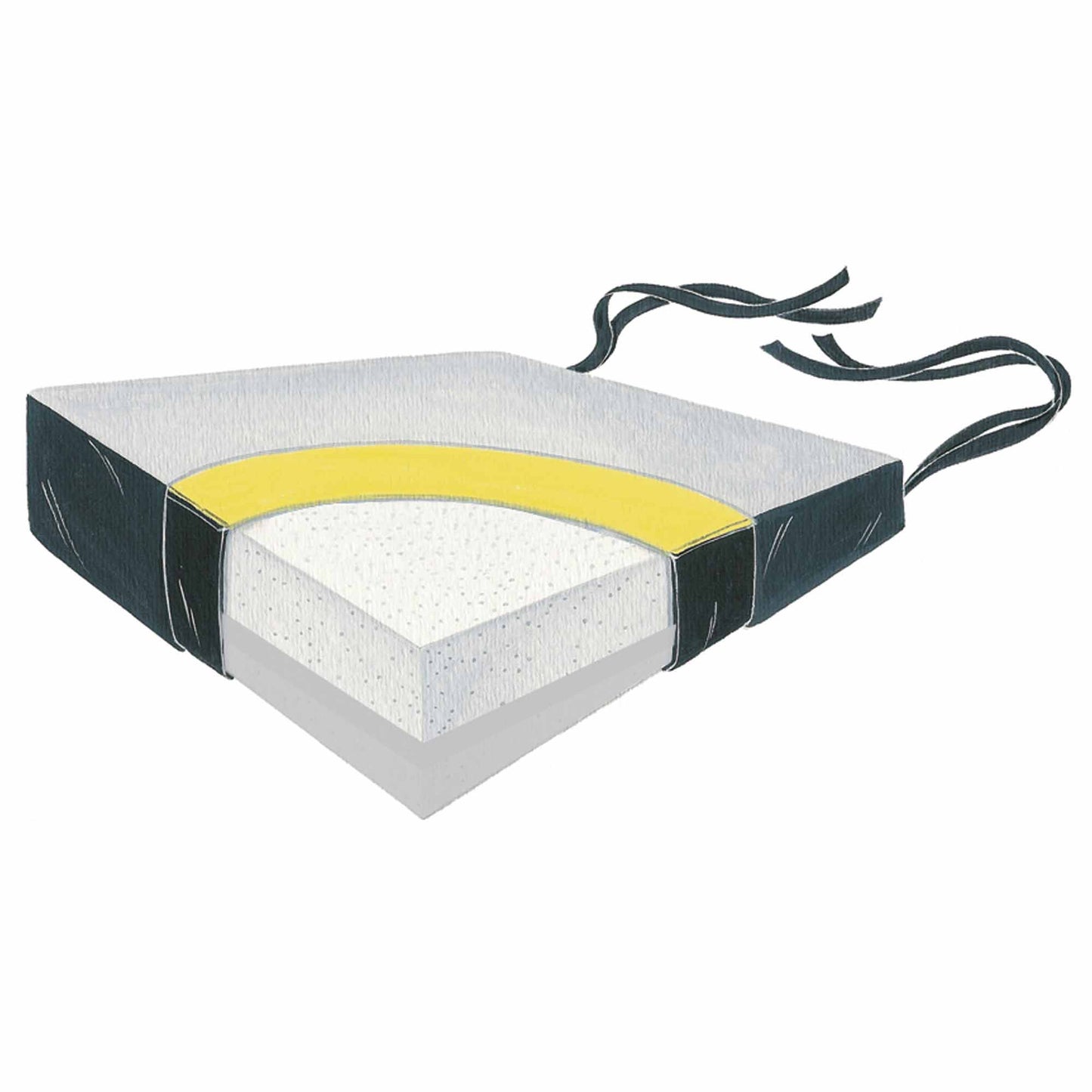 SkiL-Care™ Wheelchair Wedge Seat Cushion, 18 x 16 x 4 Inch, Black