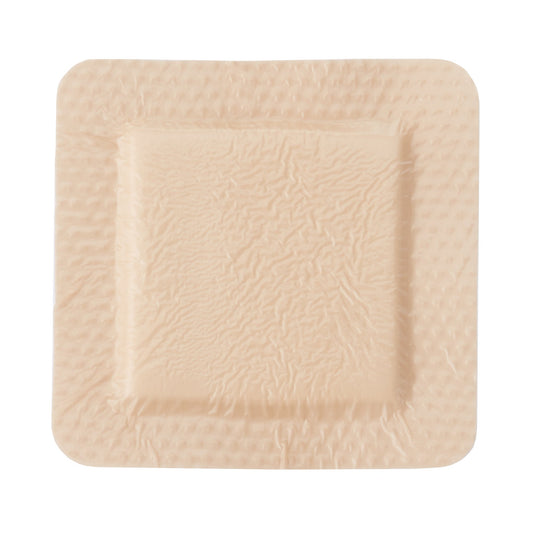 Foam Dressing McKesson 4 X 4 Inch With Border Film Backing Silicone Gel Adhesive Square Sterile