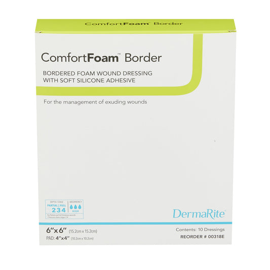ComfortFoam™ Silicone Adhesive without Border Silicone Foam Dressing, 4 x 4 Inch