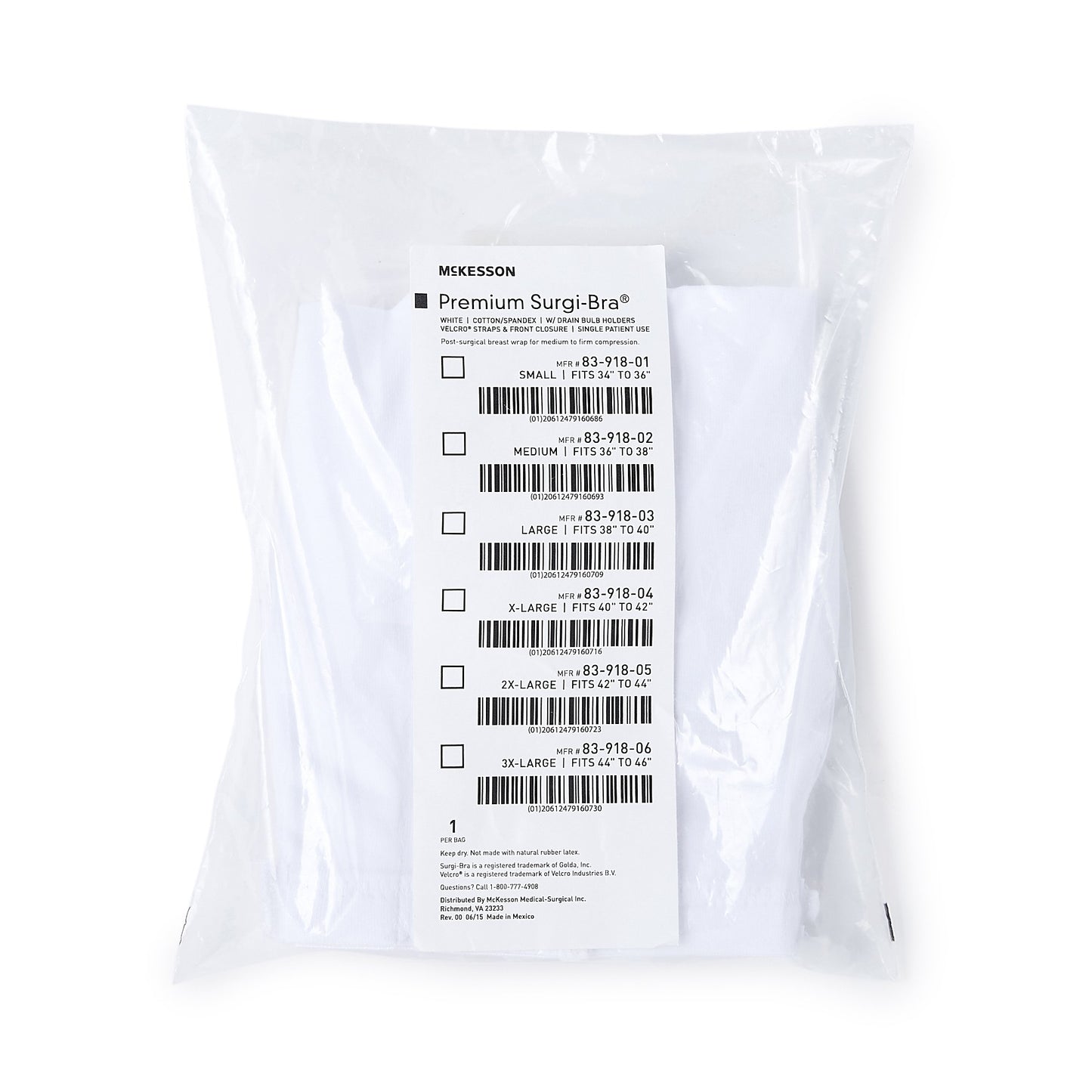 SUPPORT, SURGI-BRA BREAST COTTON WHT MED LF