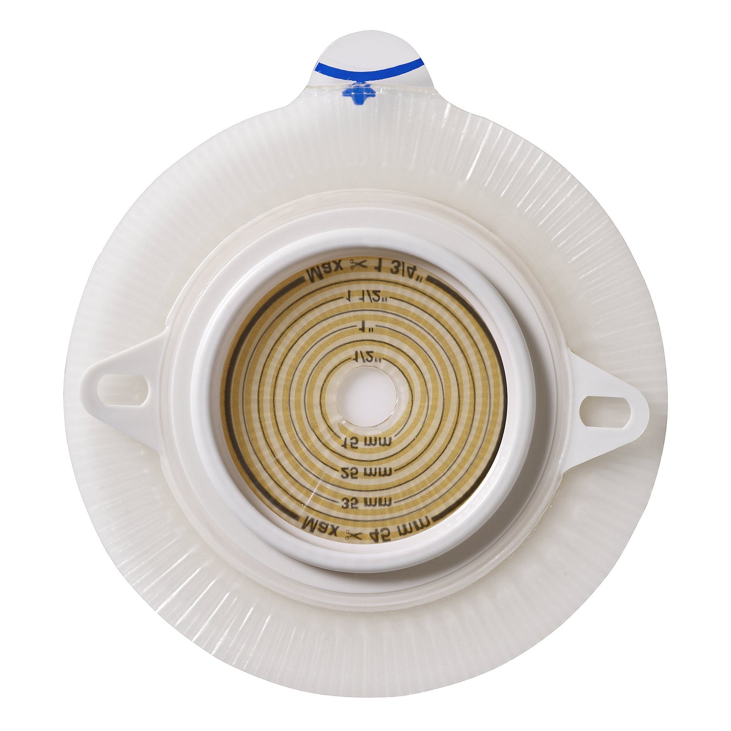 Assura® Flat Ostomy Barrier, Trim to Fit Stomas 10 – 55 mm, Blue Color Match