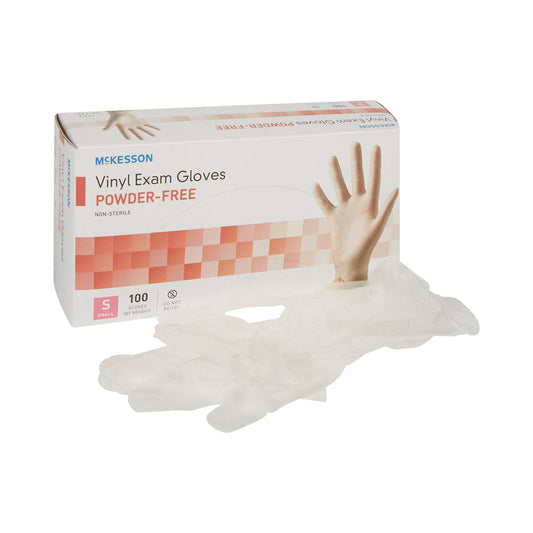 Vinyl Exam Gloves Small NonSterile Clear Smooth Standard Cuff Length 100 per Box