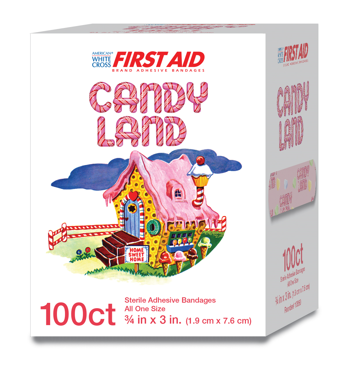 American® White Cross Stat Strip® Candy Land Adhesive Strip, ¾ x 3 Inch
