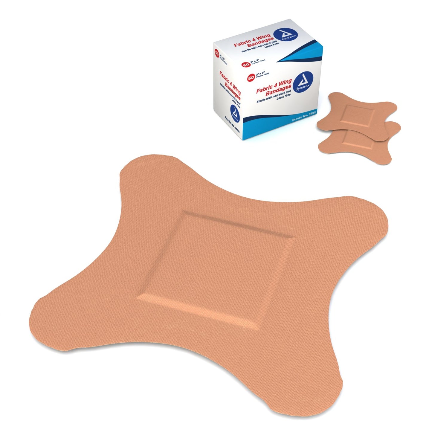 dynarex® 4-Wing Tan Adhesive Strip, 3 x 3 inch