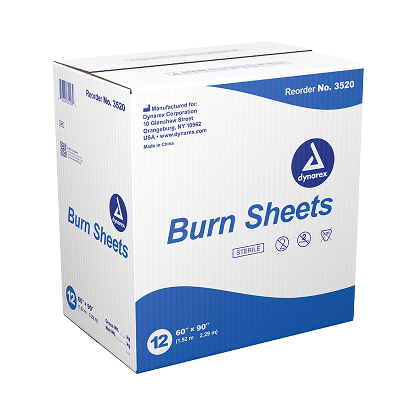 Burn Sheet Dynarex Flat 60 W X 90 L Inch Blue Disposable