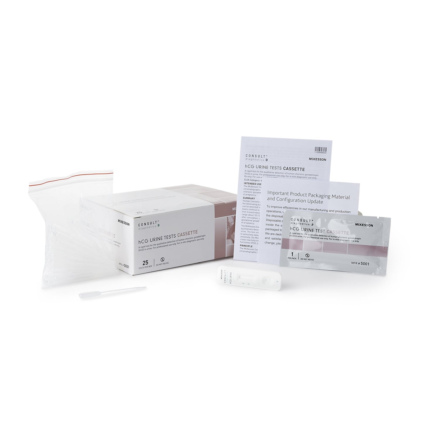 Reproductive Health Test Kit McKesson Consult hCG Pregnancy Test - 25 Cassettes