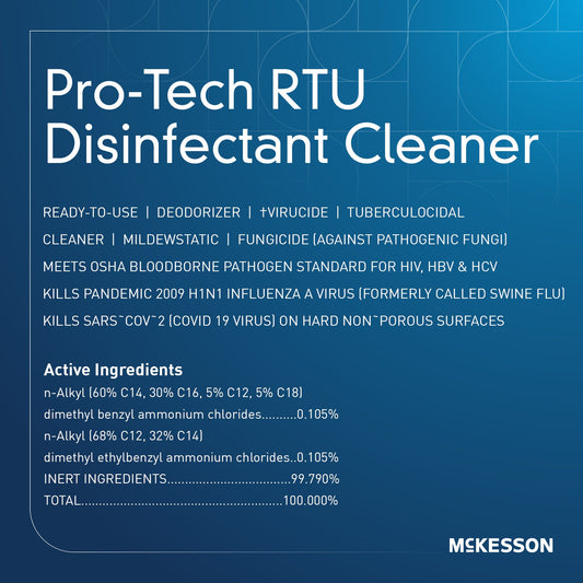 McKesson Pro-Tech Surface Disinfectant Cleaner Quaternary Based J-Fill Dispensing Systems Liquid 1 gal. Jug Floral Scent NonSterile