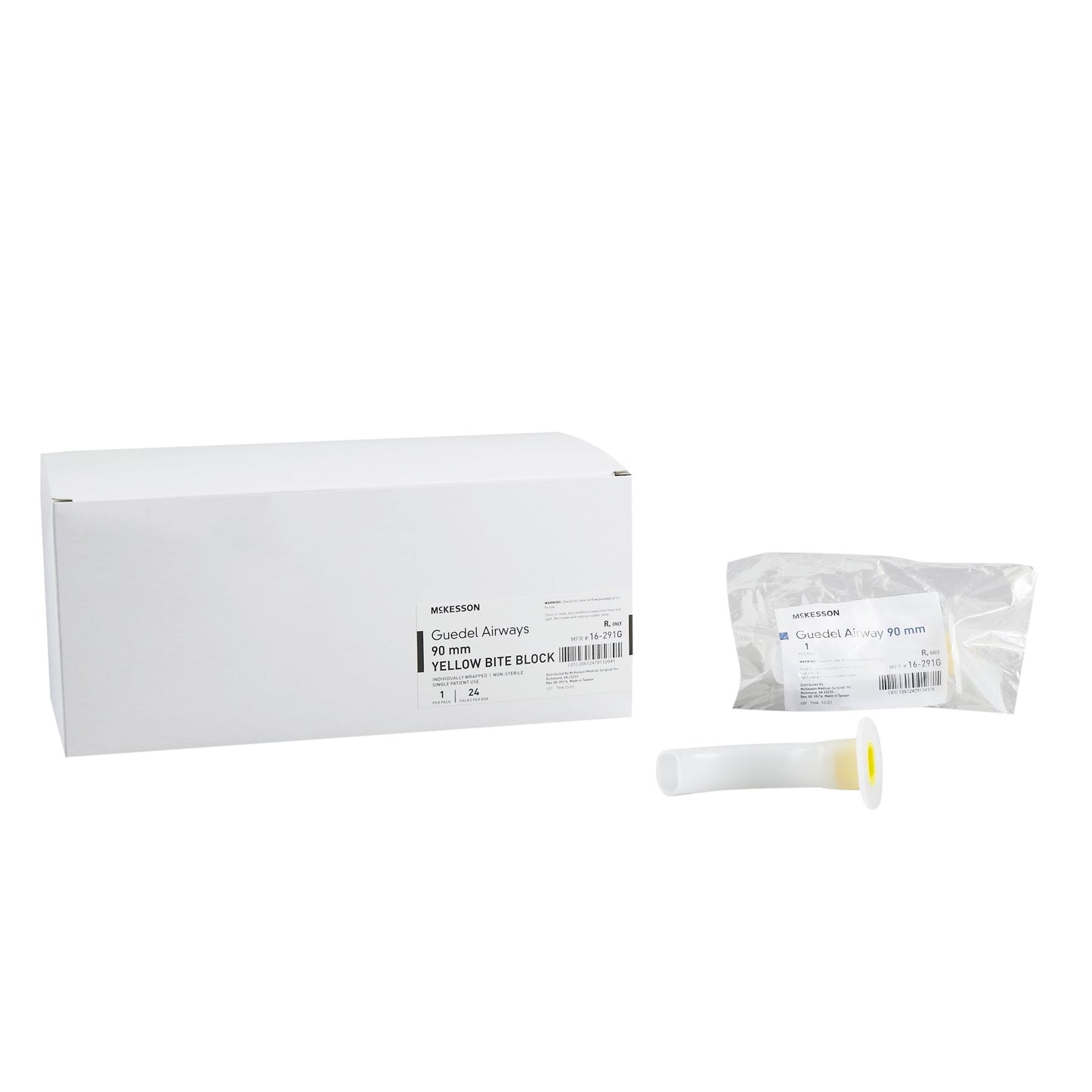 Guedel Oropharyngeal Airway McKesson Yellow 90 mm Length Size 9 NonSterile Adult