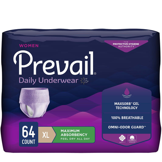 UNDERWEAR, PREVAIL WOMEN 48"-64" XLG (16/BG 4BG/CS)