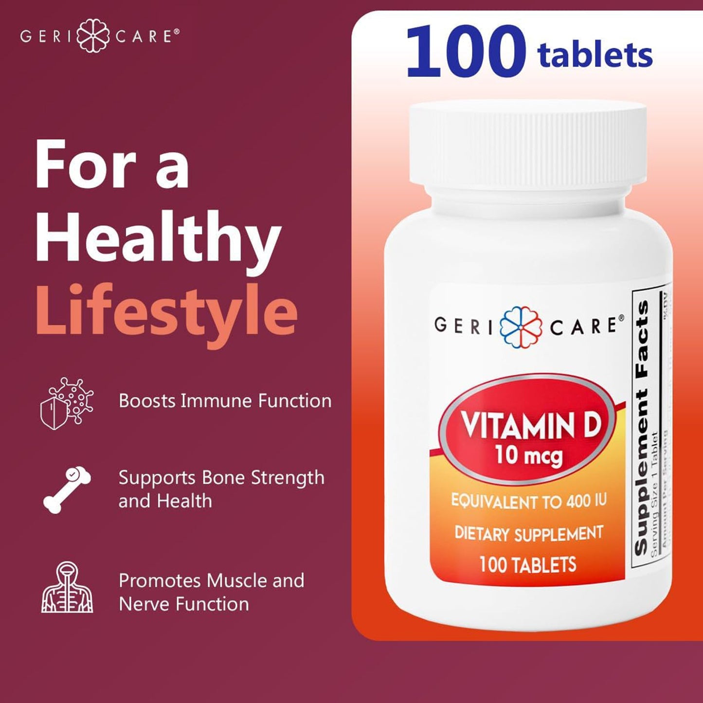 VITAMIN D, TAB 10MCG 400IU (100/BT)