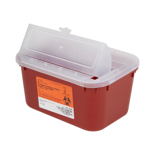 Sharps Container McKesson Red Base 5 H X 10 W X 7 D Inch Horizontal Entry 1 Gallon