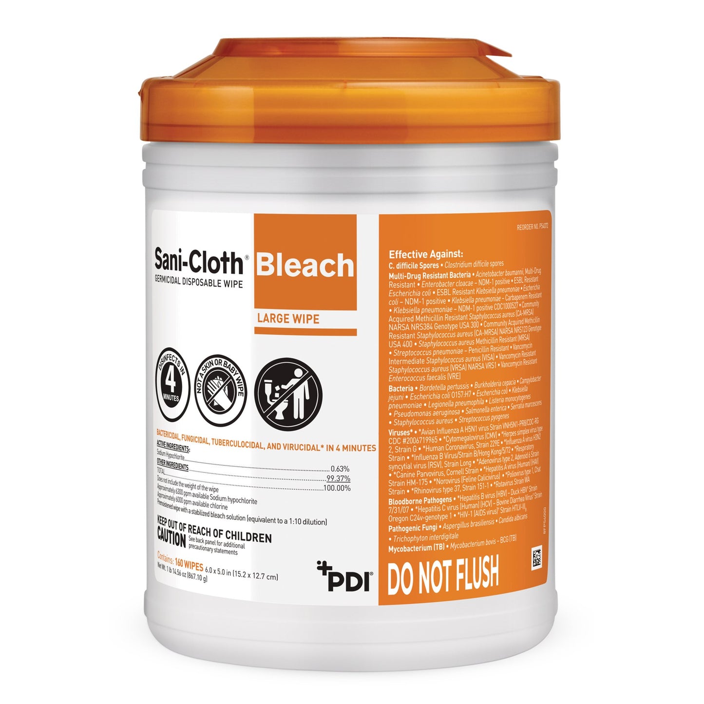 Sani-Cloth® Bleach Germicidal Disinfectant Wipe, Canister