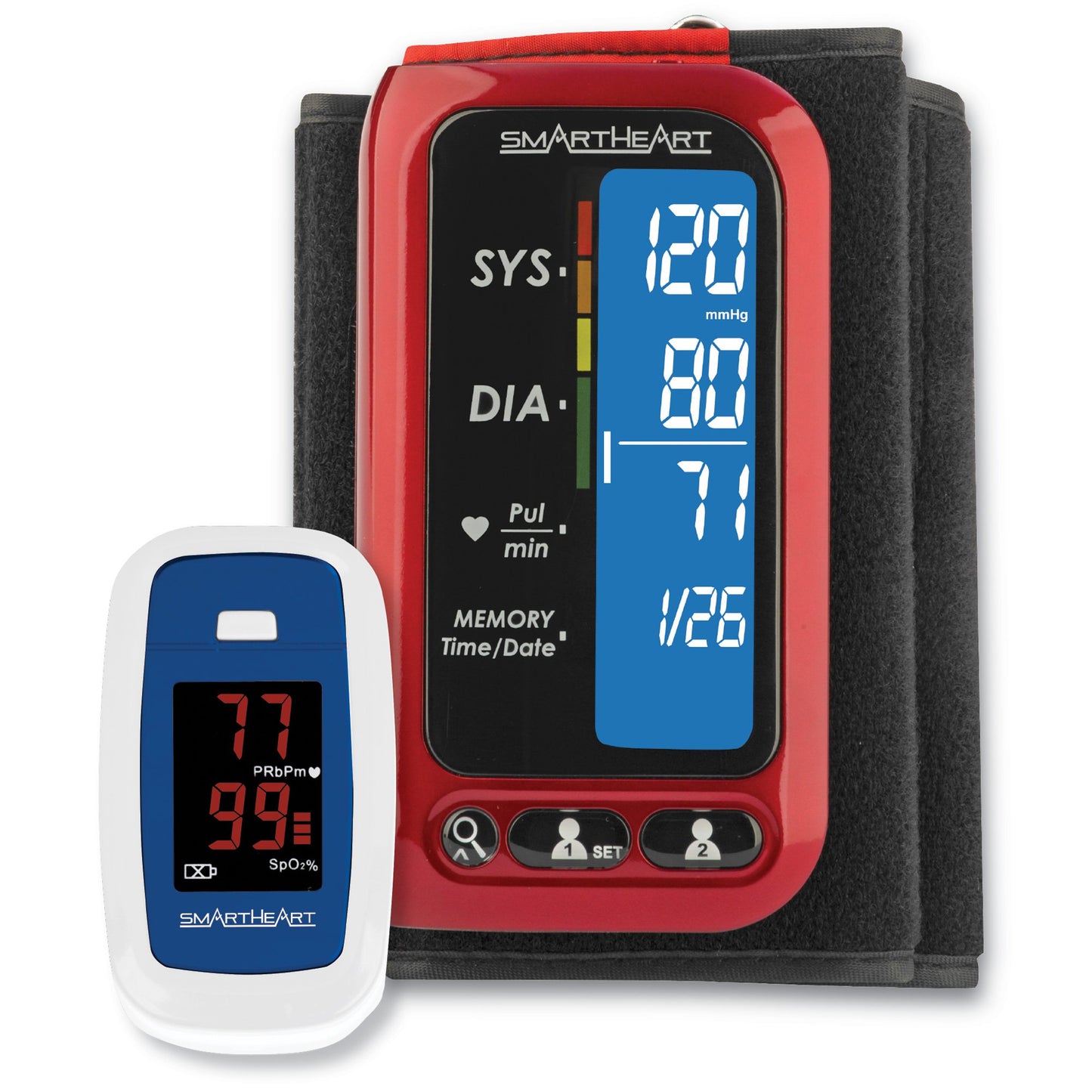 SmartHeart Heart Health Bundle 2-Piece, Blood Pressure Monitor, Pulse Oximeter