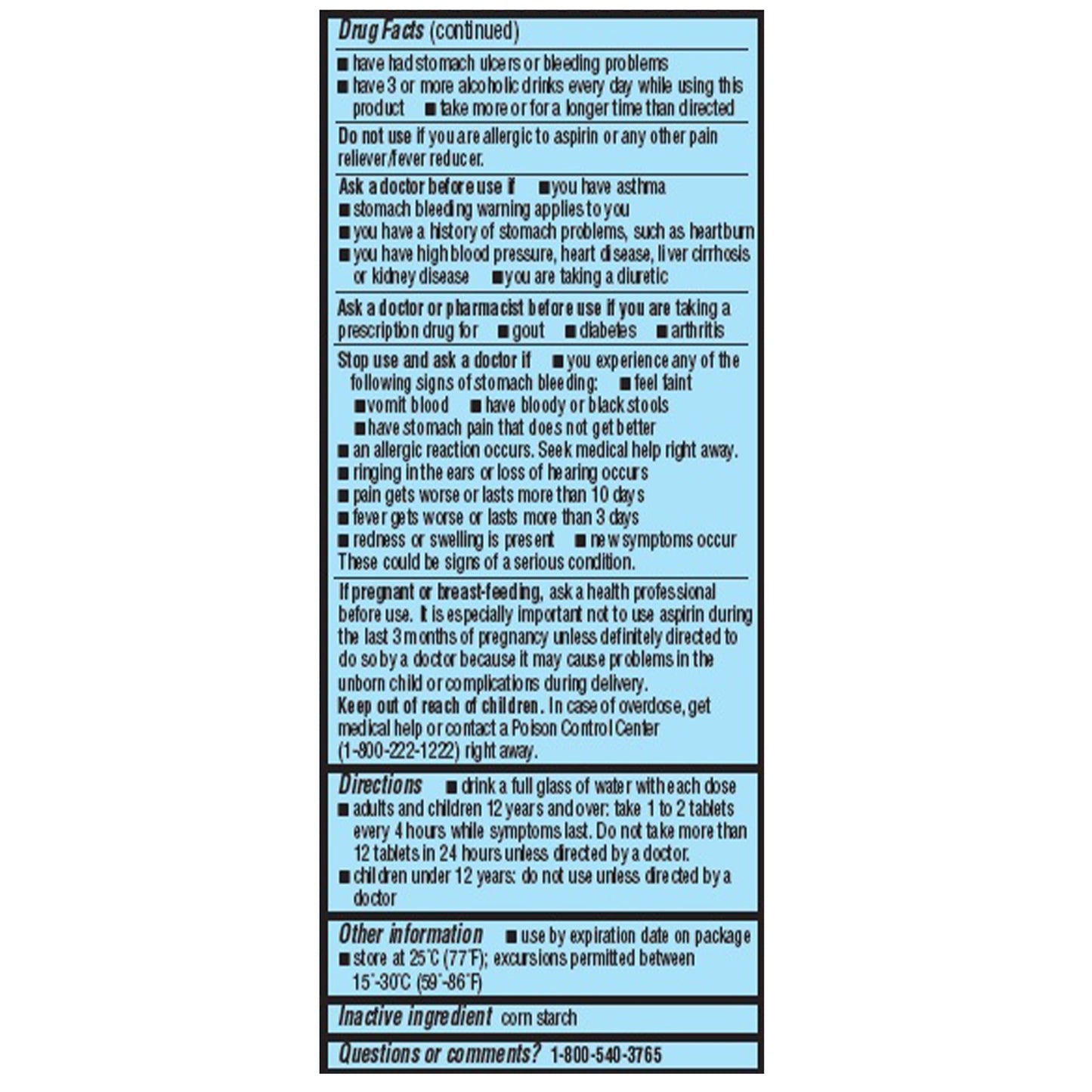 ASPIRIN, TAB 325MG (100/BT 6BT/CS)