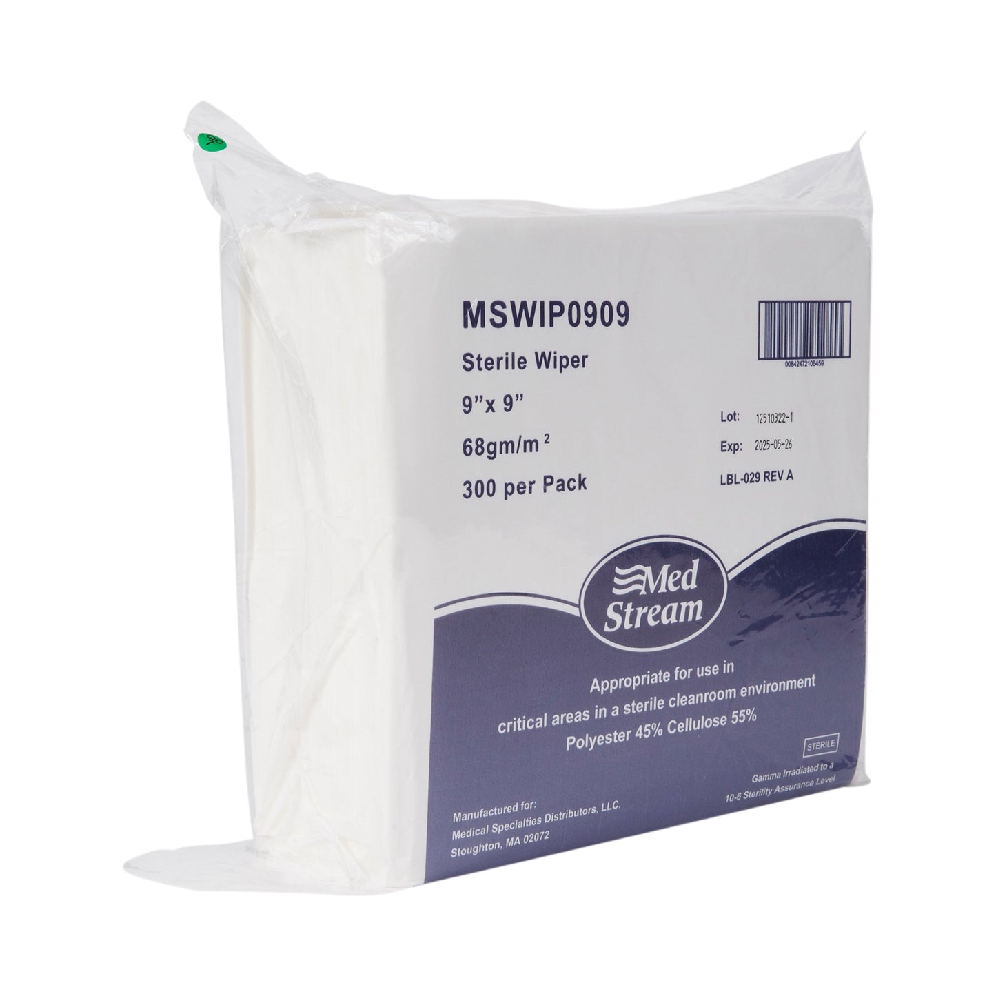 WIPE, CLEANROOM ISO CLASS5 STR DISP WHT 9X9" (300/PK 12PK/CS