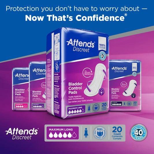 Attends® Discreet Women's Maximum Long Bladder Control Pad, 14.5-Inch Length