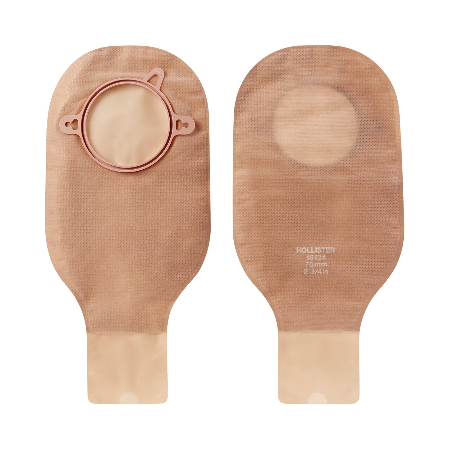 New Image™ 18124 Beige Colostomy Pouch, Pre-cut to Fit 70 mm Stomas, Blue Match