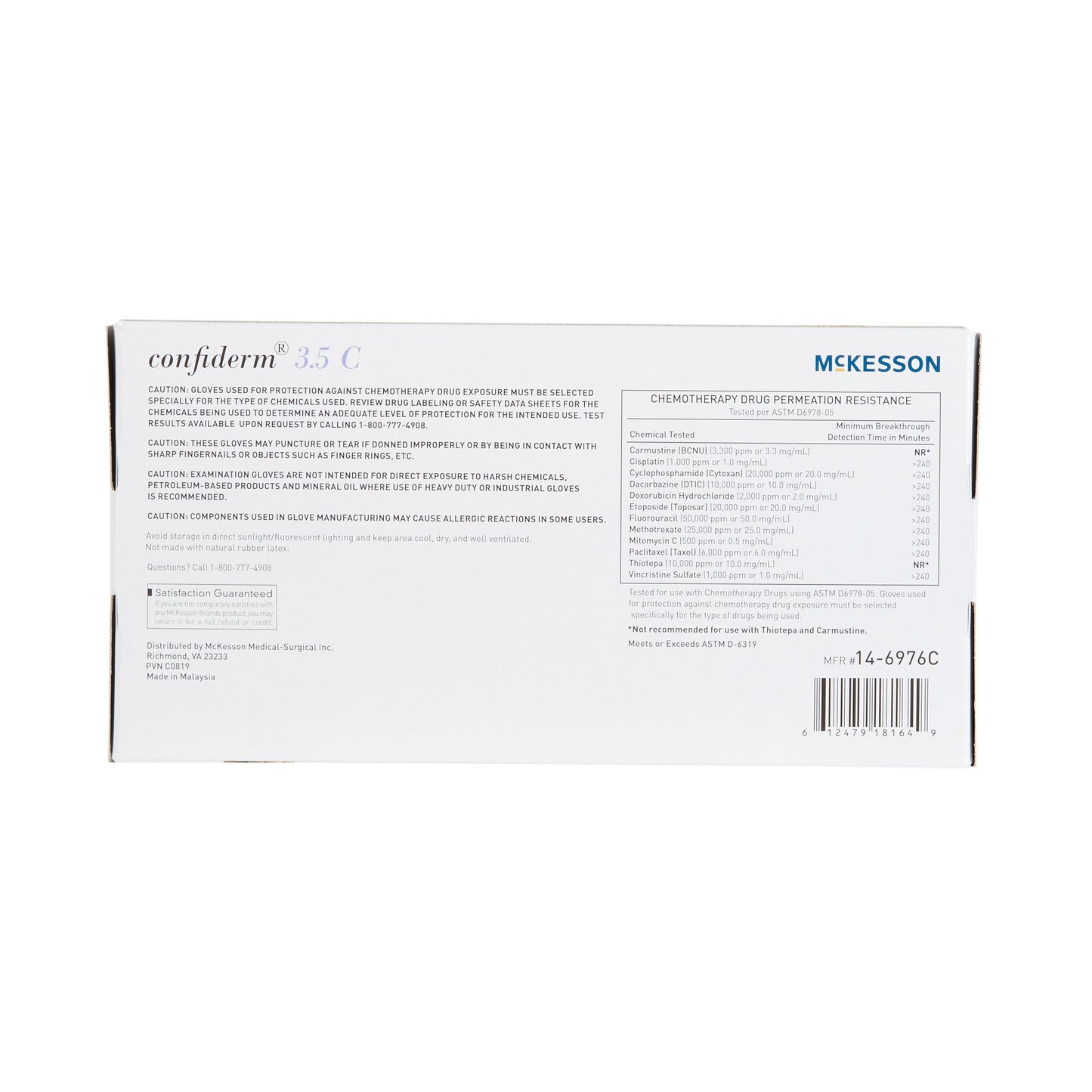 Exam Glove McKesson Confiderm 3.5C Medium NonSterile Nitrile Standard Cuff Length Textured Fingertips Blue Chemo Tested