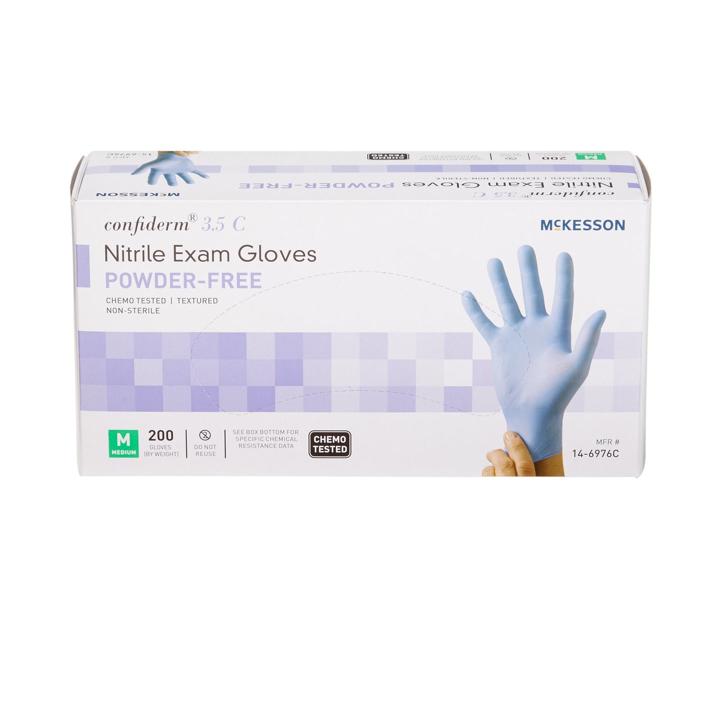 Exam Glove McKesson Confiderm 3.5C Medium NonSterile Nitrile Standard Cuff Length Textured Fingertips Blue Chemo Tested