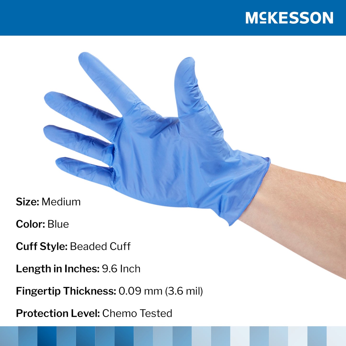 Exam Glove McKesson Confiderm 3.5C Medium NonSterile Nitrile Standard Cuff Length Textured Fingertips Blue Chemo Tested