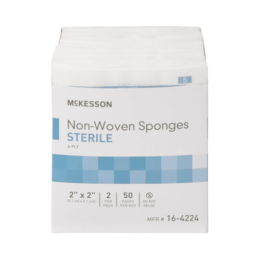 SPONGE, N/WOVN 2"X2" 4PLY STR 2'S (50PK/BX)