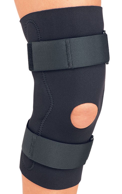 Knee Brace DonJoy Economy Medium Hook and Loop Strap Closure 18-1/2 to 21 Inch Thigh Circumference / 14 to 15 Inch Mid-Patella Circumference / 14 to 16 Inch Calf Circumference Left or Right Knee