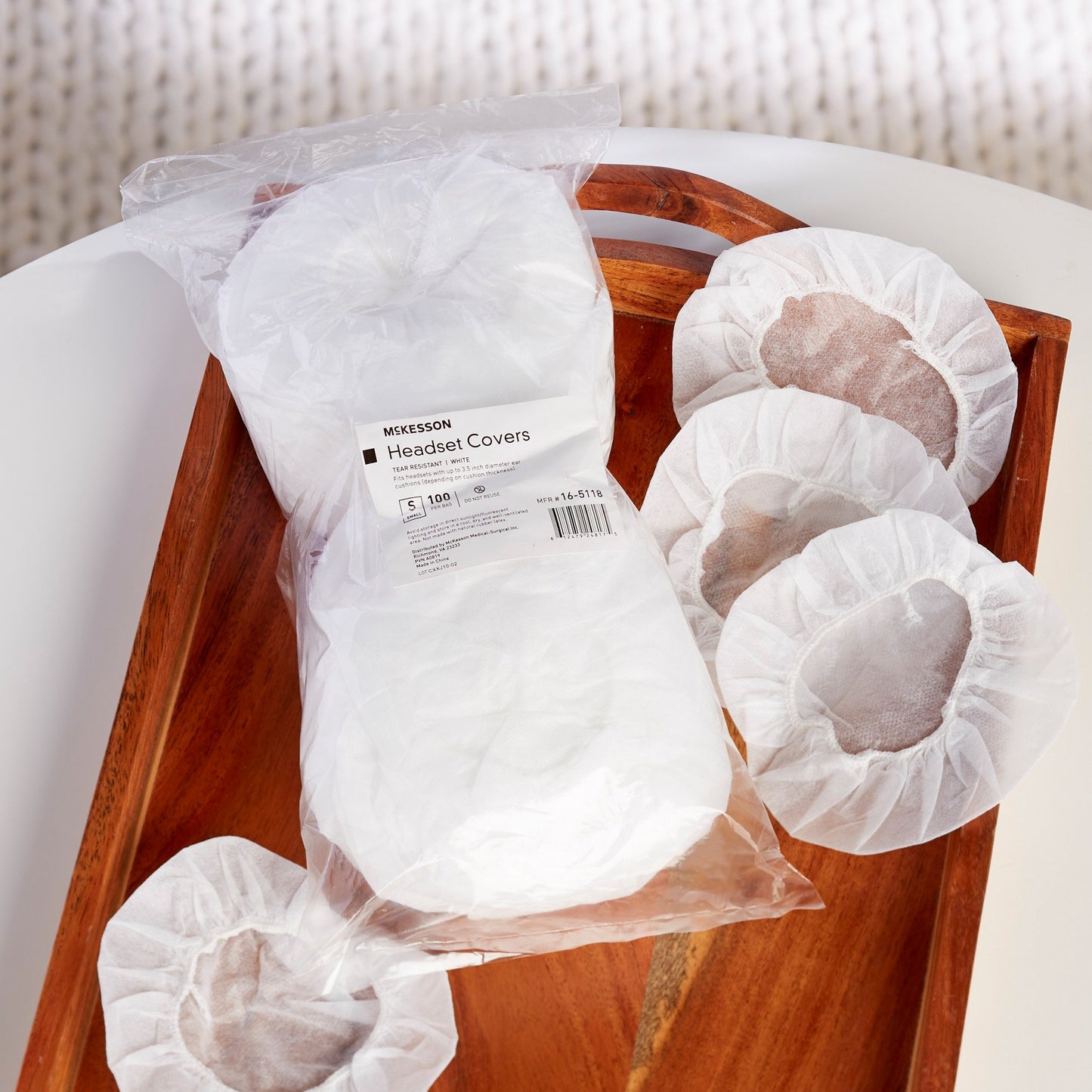 COVER, HEADSET WHT SM (100EA/BG 10BG/CS)