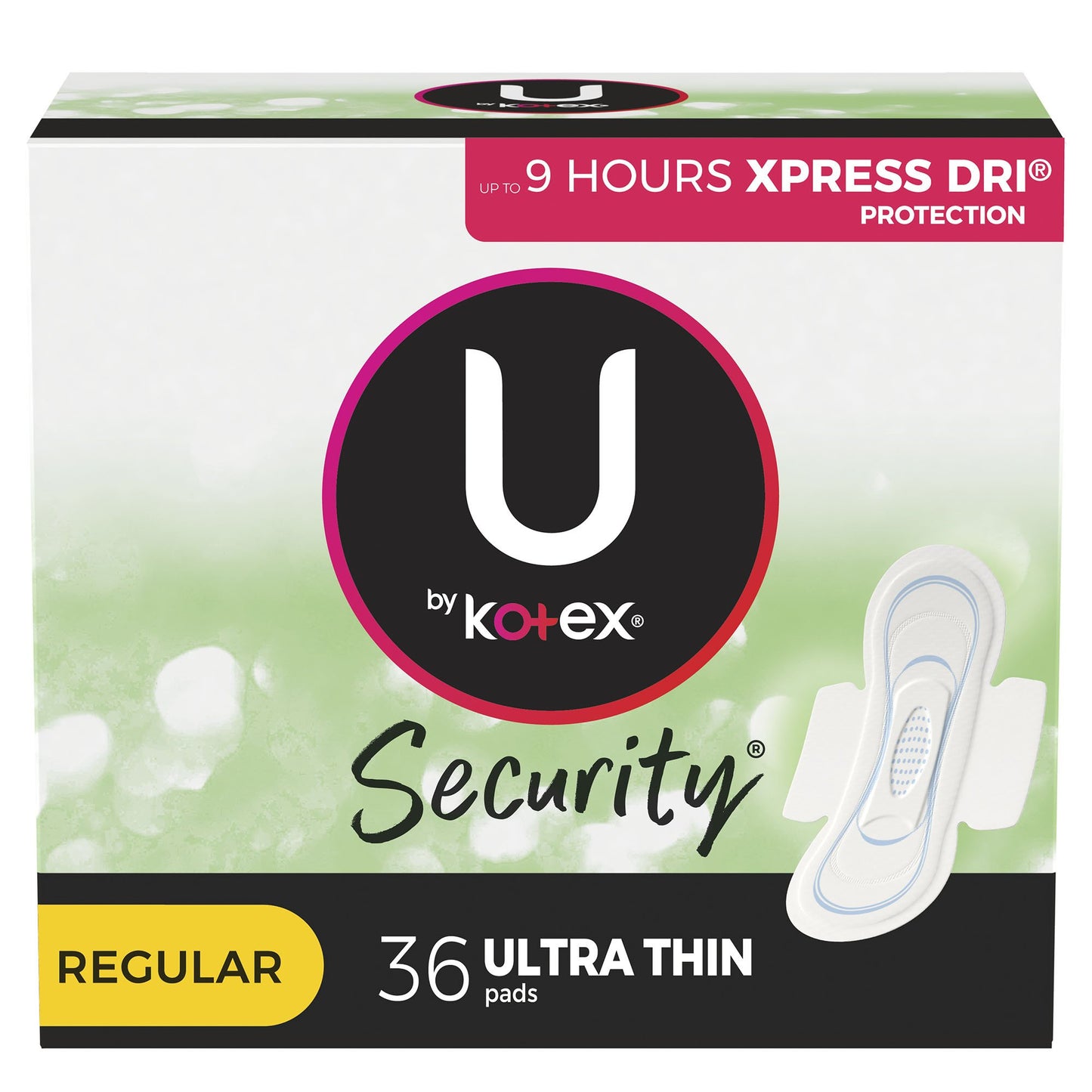 U by Kotex Security Ultra Thin Pads with Wings, Regular Absorbency