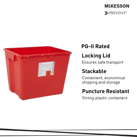 Sharps Container McKesson Prevent Red Base 13-1/2 H X 17-3/10 W X 13 L Inch Vertical Entry 8 Gallon