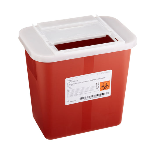Sharps Container McKesson Prevent Red Base 10-1/4 H X 7 W X 10-1/2 D Inch Horizontal Entry 2 Gallon
